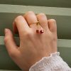 Bague rubis réglable en acier inoxydable