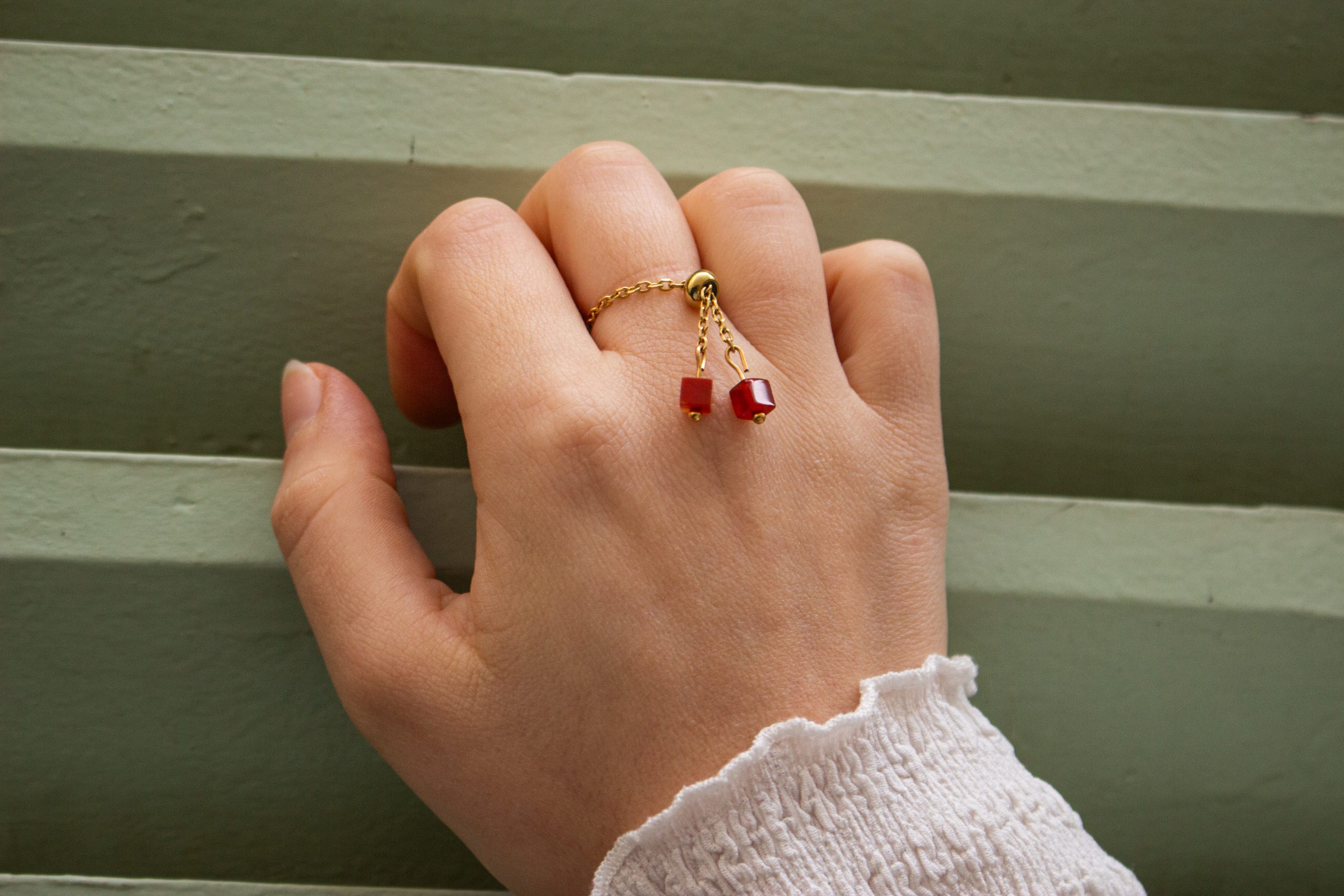 Bague rubis réglable en acier inoxydable